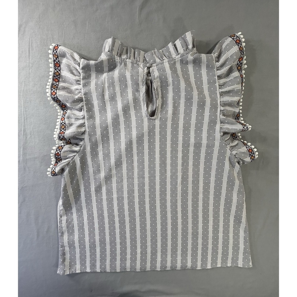 THML sleeveless gray and white striped blouse Women's Medium Boho Chic - Picture 7 of 8